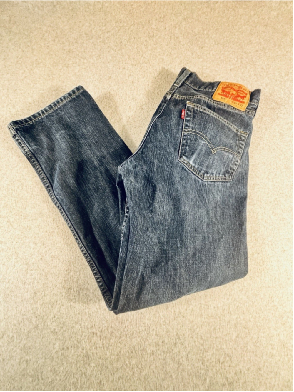 Levis 514 Straight Fit Jeans Mens 32x32 Blue Medium Wash Denim Red Tab